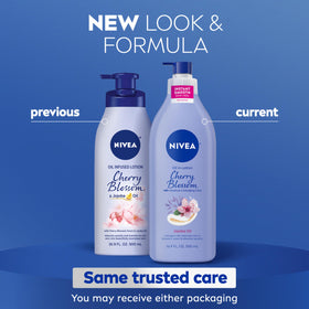 NIVEA Cherry Blossom Body Lotion pump bottle side view