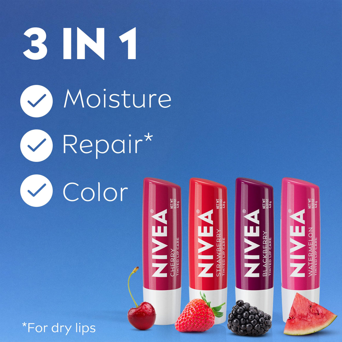 NIVEA Cherry Lip Balm stick showing flavour label