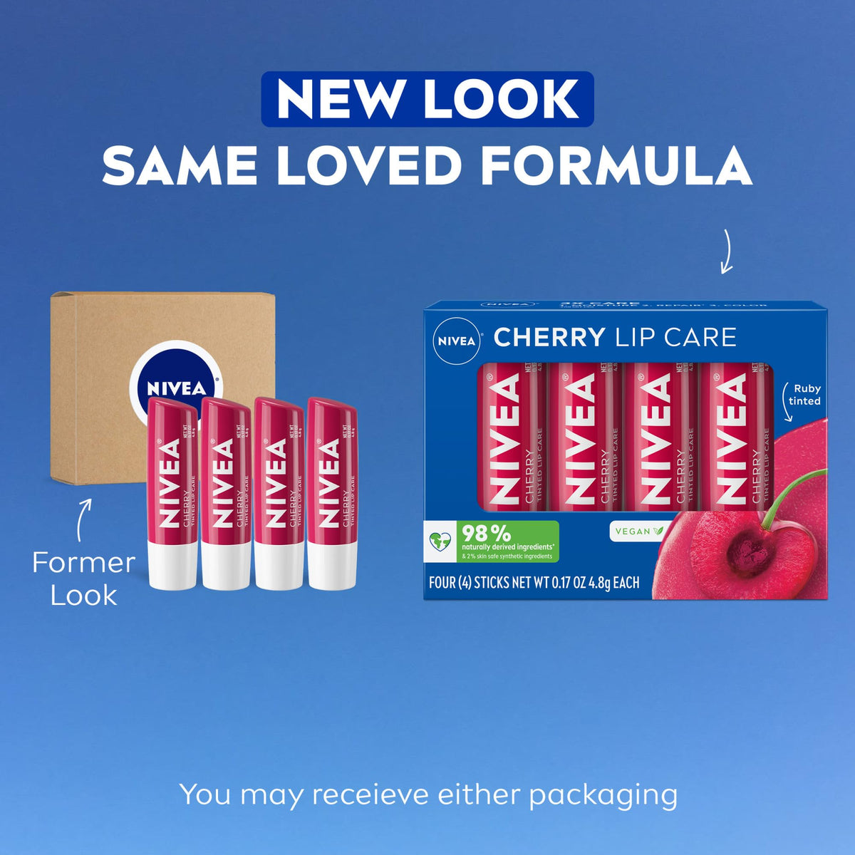 NIVEA Cherry Lip Care tinted lip balm packaging