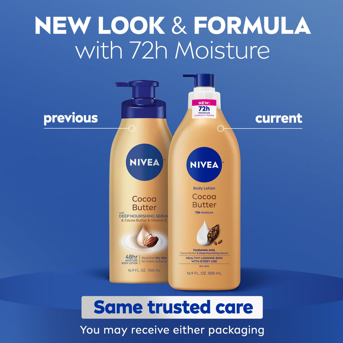 NIVEA Cocoa Butter Body Lotion pump bottle side view