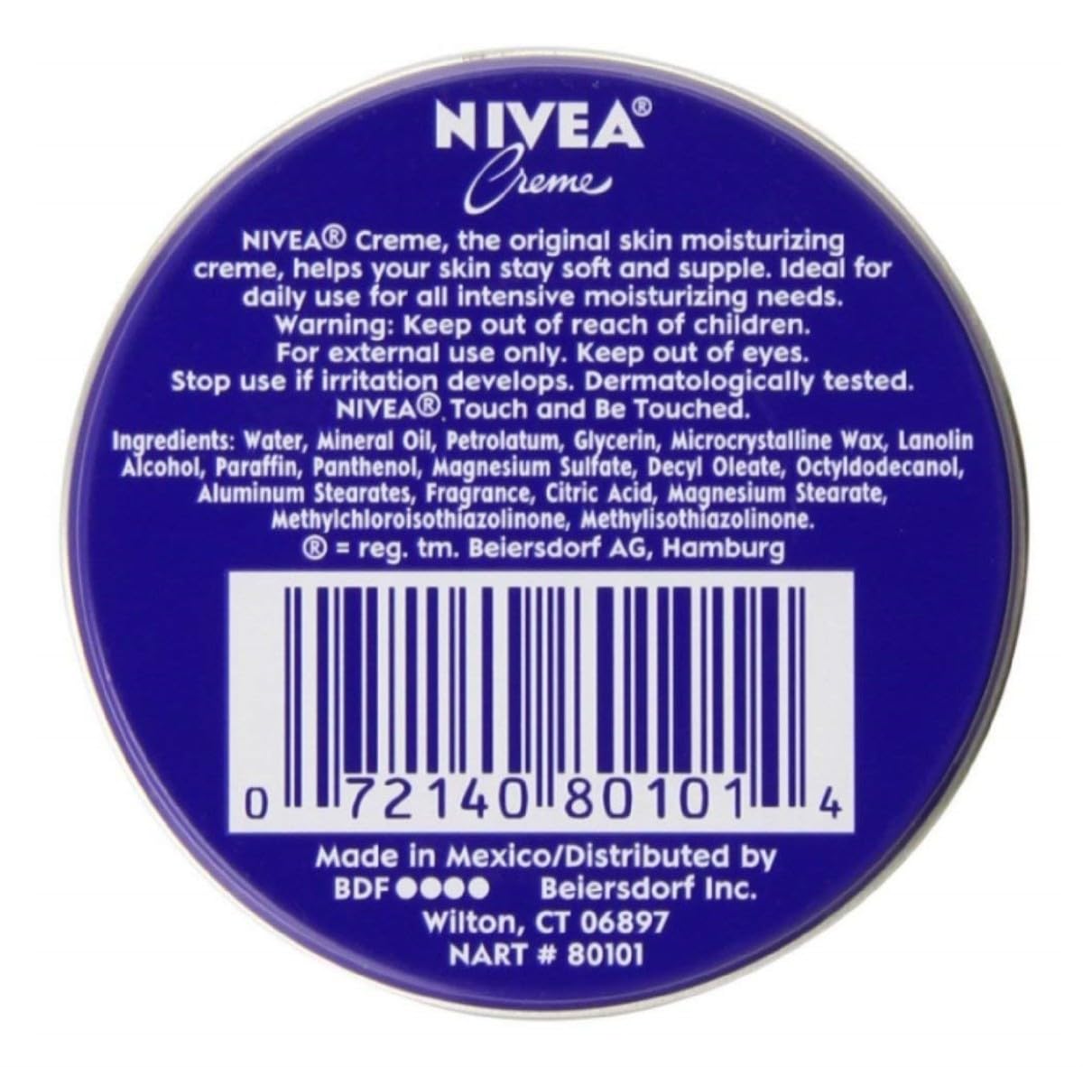 NIVEA Creme 1 oz tin open showing creamy texture