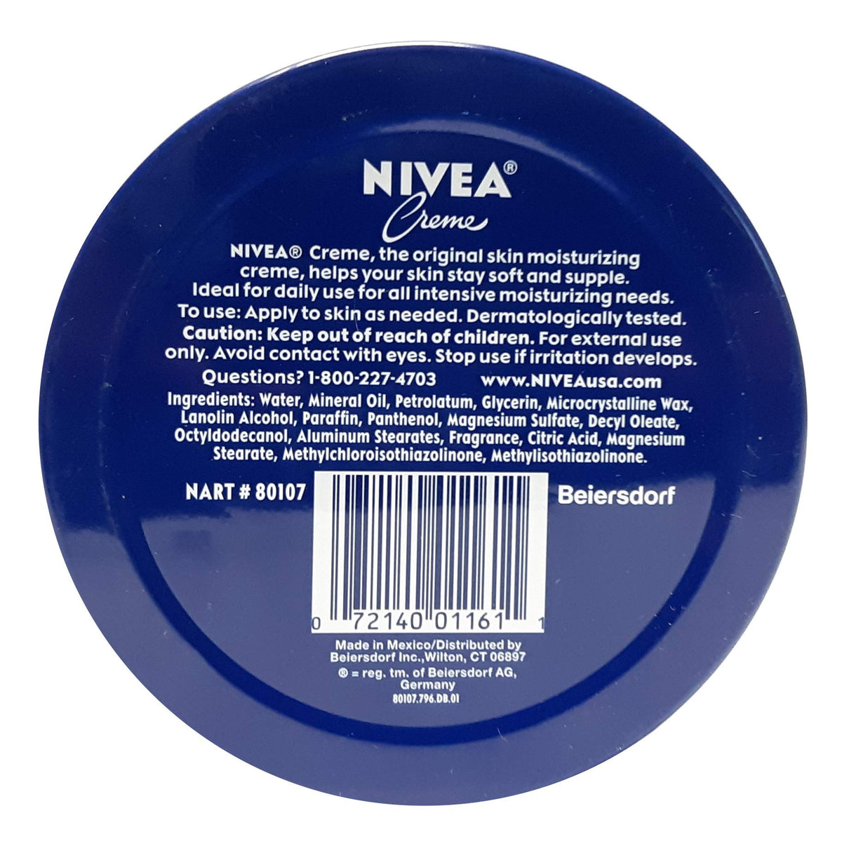 NIVEA Creme Tin 400ml side view showing product details