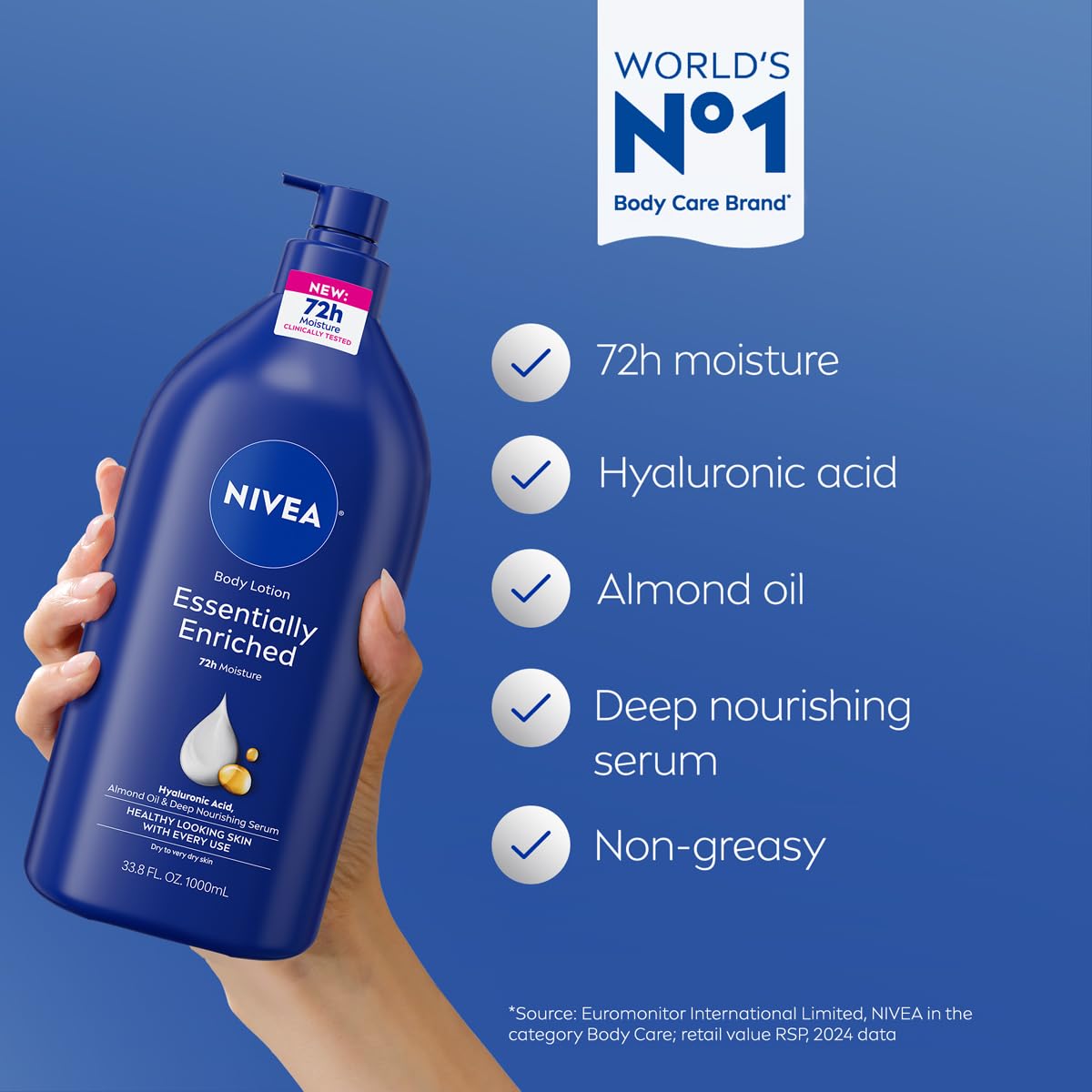NIVEA Essentially Enriched Body Lotion 33.8 Fl Oz side view