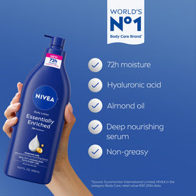 NIVEA Essentially Enriched Body Lotion pump bottle close-up