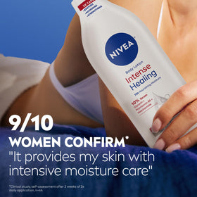 NIVEA Intense Healing Body Lotion in bathroom setting