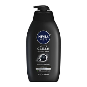 NIVEA MEN Active Clean Charcoal Body Wash 30 Fl Oz front view