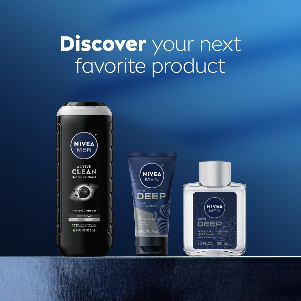 NIVEA MEN Active Clean Charcoal Body Wash lifestyle scene in shower