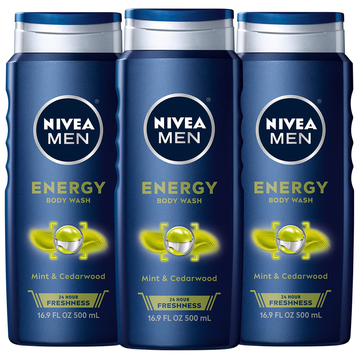 NIVEA MEN Energy Body Wash 3-in-1 16.9 Fl Oz bottle front view
