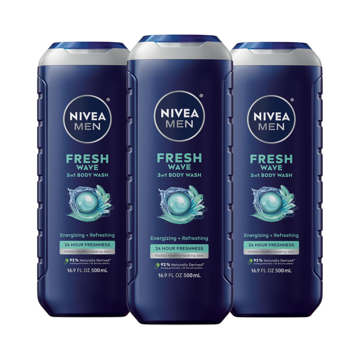 NIVEA MEN Fresh Wave 3-in-1 Body Wash three bottles pack