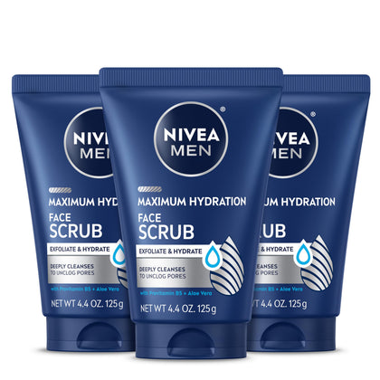 NIVEA MEN Maximum Hydration Face Scrub 3-pack front view