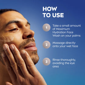 NIVEA MEN Maximum Hydration Face Wash in a skincare routine setup