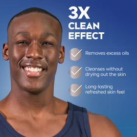 NIVEA MEN Maximum Hydration Face Wash packaging on a bathroom shelf