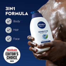 NIVEA MEN Sensitive Body Wash 3-in-1 formula details