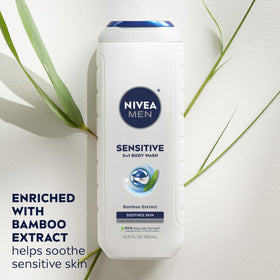 NIVEA MEN Sensitive Body Wash with bamboo extract label