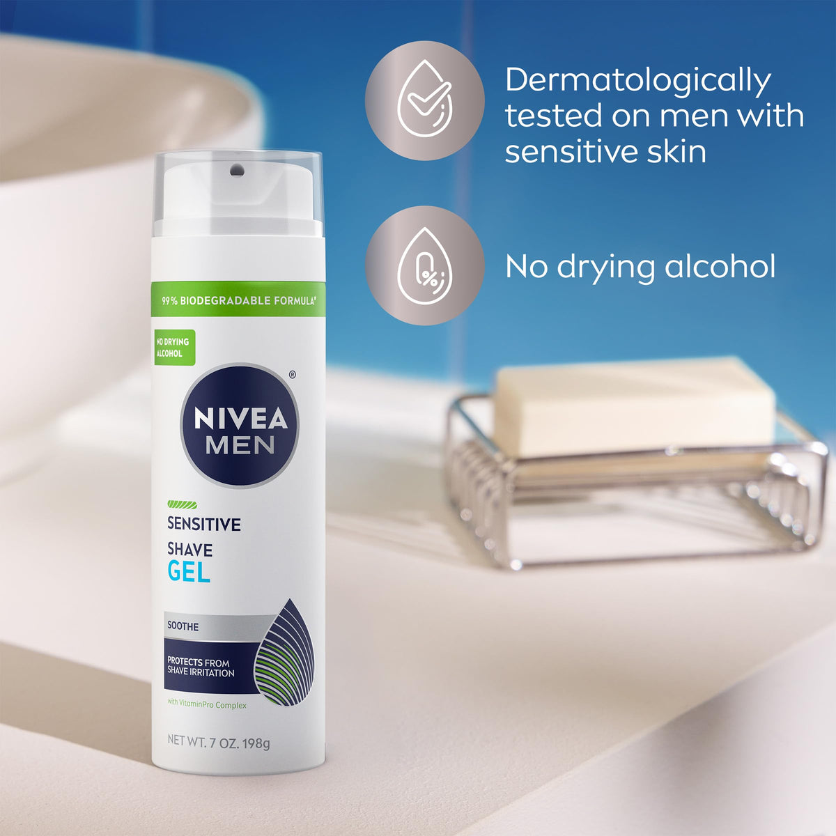 NIVEA MEN Sensitive Shave Gel with shaving tools