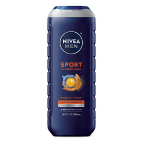 NIVEA MEN Sport Body Wash 16.9 FL OZ front view with tangerine and pepper scent