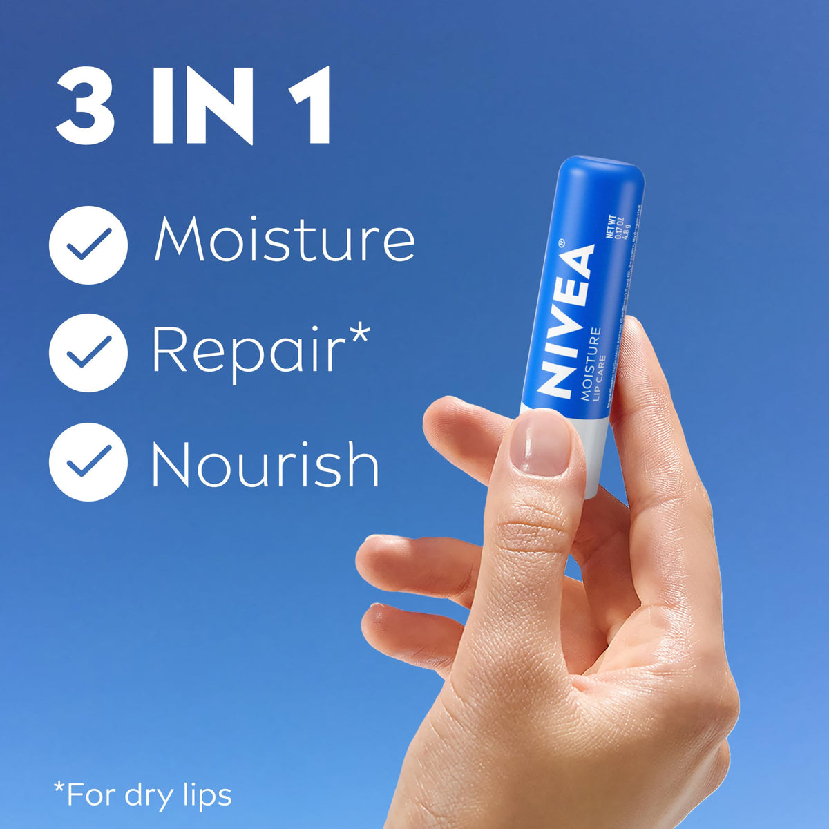 NIVEA Moisture Lip Care packaging side view