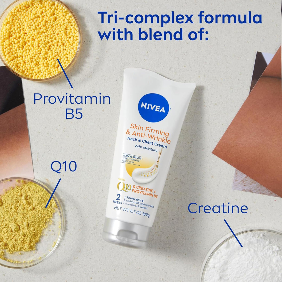 NIVEA Neck & Chest Firming Anti Wrinkle Cream 6.7 oz tube side view