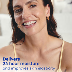 NIVEA Neck & Chest Firming Anti Wrinkle Cream application on skin