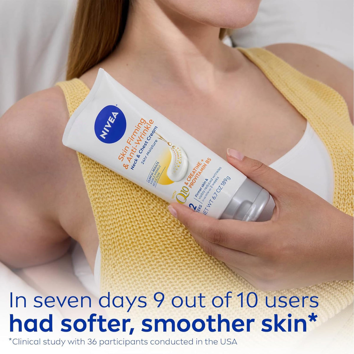NIVEA Neck & Chest Firming Anti Wrinkle Cream on a vanity