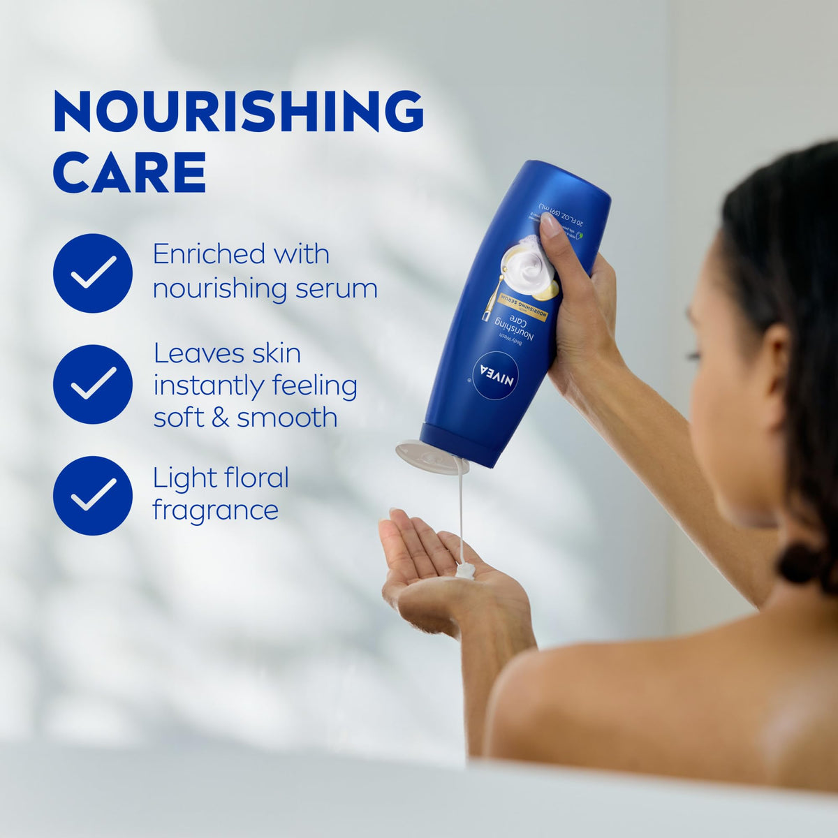 NIVEA Nourishing Care Body Wash creamy lather demonstration