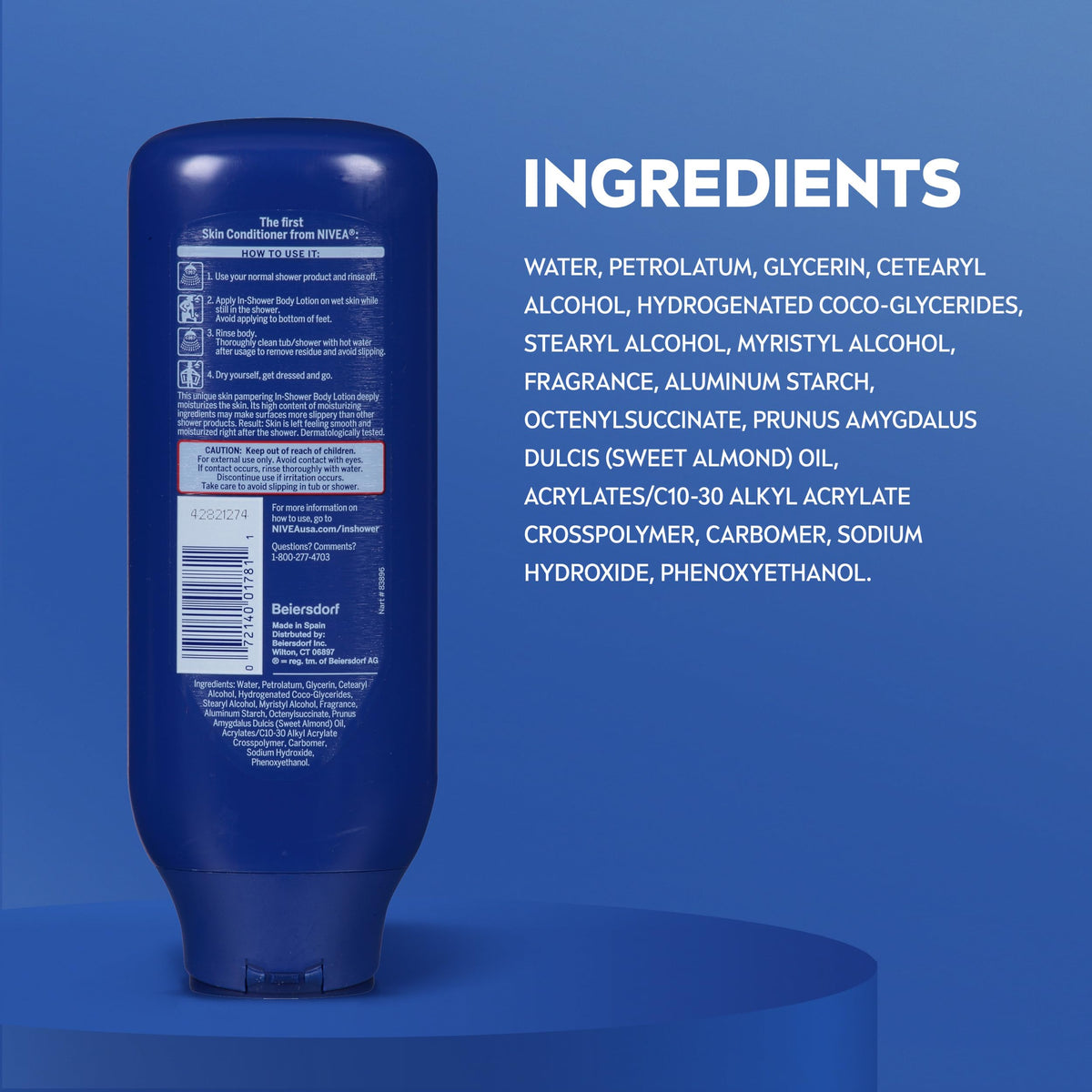 NIVEA Nourishing In Shower Lotion in a shower setting