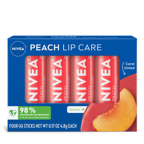 NIVEA Peach Lip Care tinted lip balm front view with packaging