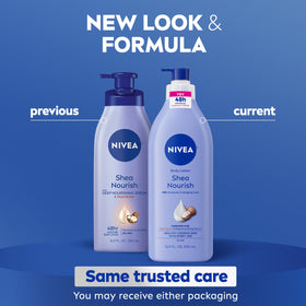 NIVEA Shea Nourish Body Lotion pump bottle side view
