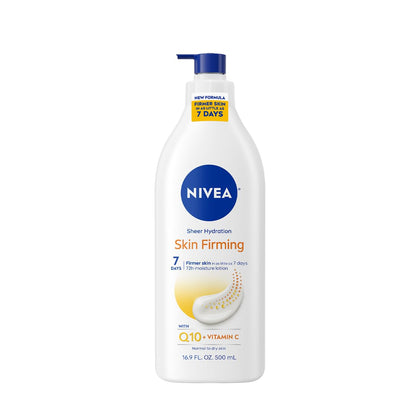 NIVEA Sheer Hydration Skin Firming Body Lotion front view with pump