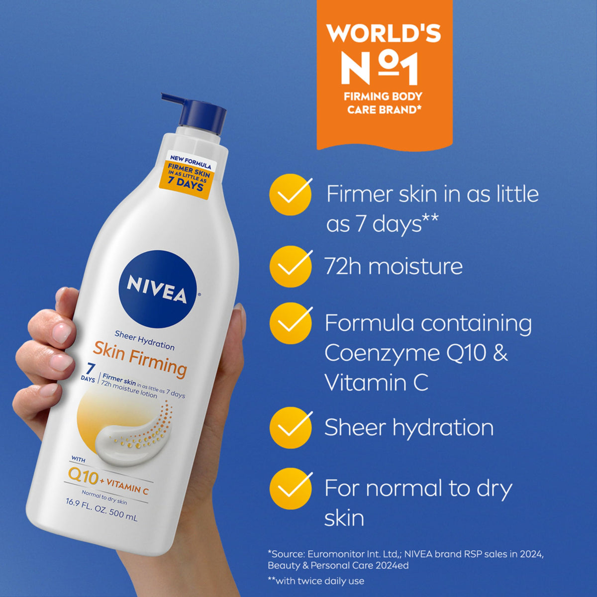 NIVEA Sheer Hydration Skin Firming Body Lotion Q10 Vitamin C back view