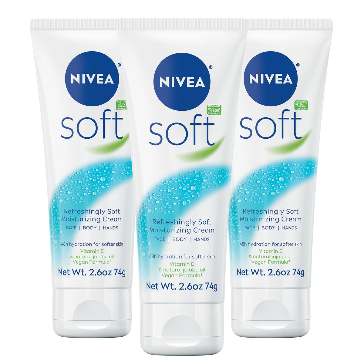 NIVEA Soft Refreshingly Soft Moisturizing Cream 3-pack front view