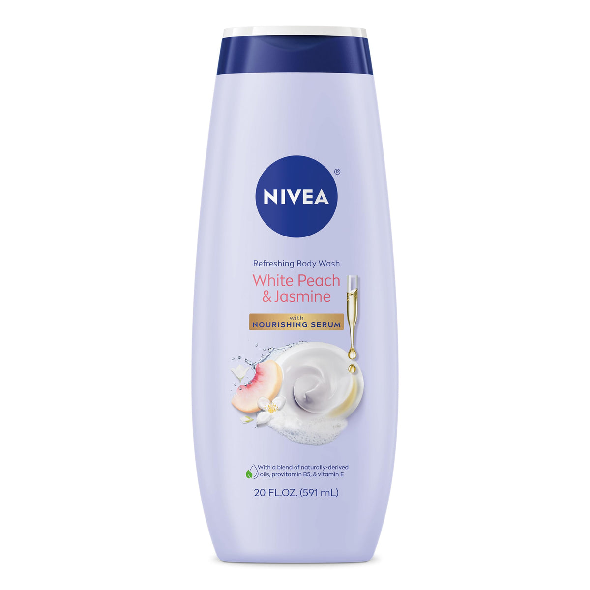 NIVEA White Peach and Jasmine Body Wash 20 FL OZ front view