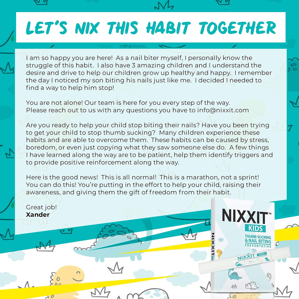 NIXXIT Nail Biting ingredients list on packaging