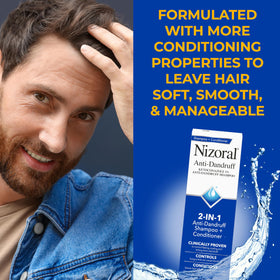 Nizoral 2-in-1 Shampoo and Conditioner in a bathroom setting