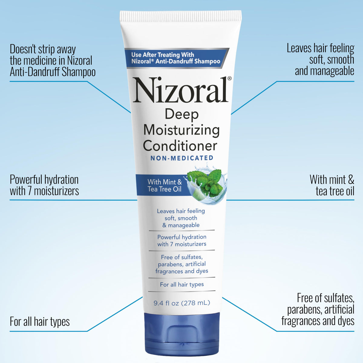 Nizoral Deep Moisturizing Conditioner back view with ingredient list