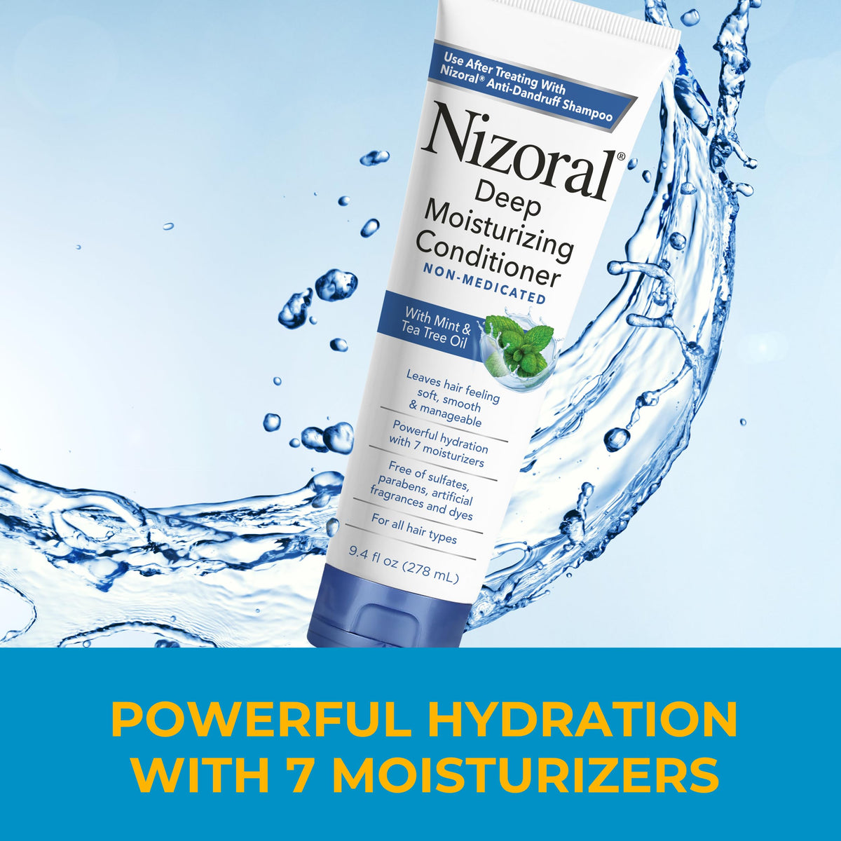 Nizoral Deep Moisturizing Conditioner with mint and tea tree oil ingredients