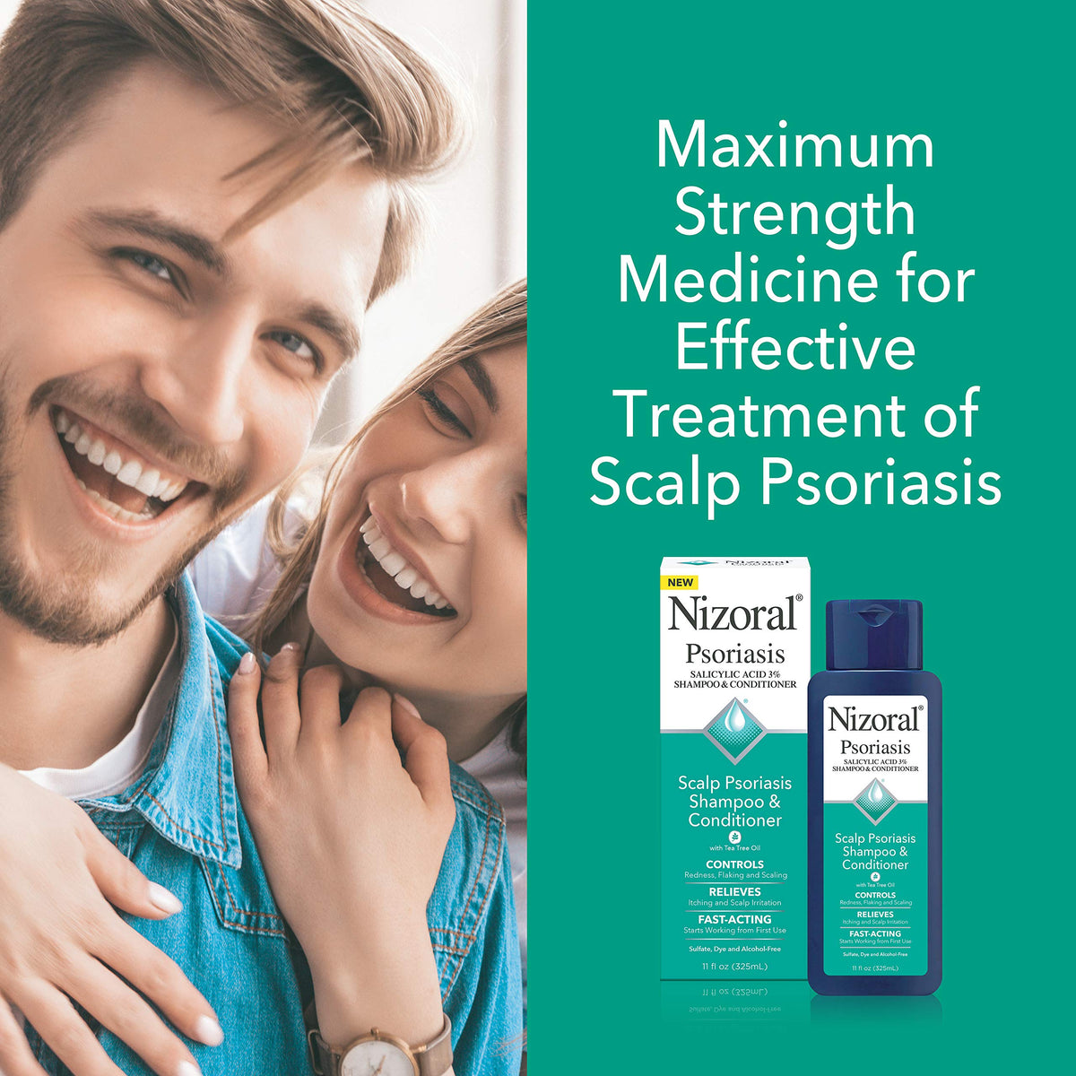 Nizoral Psoriasis Shampoo & Conditioner back view showing ingredients