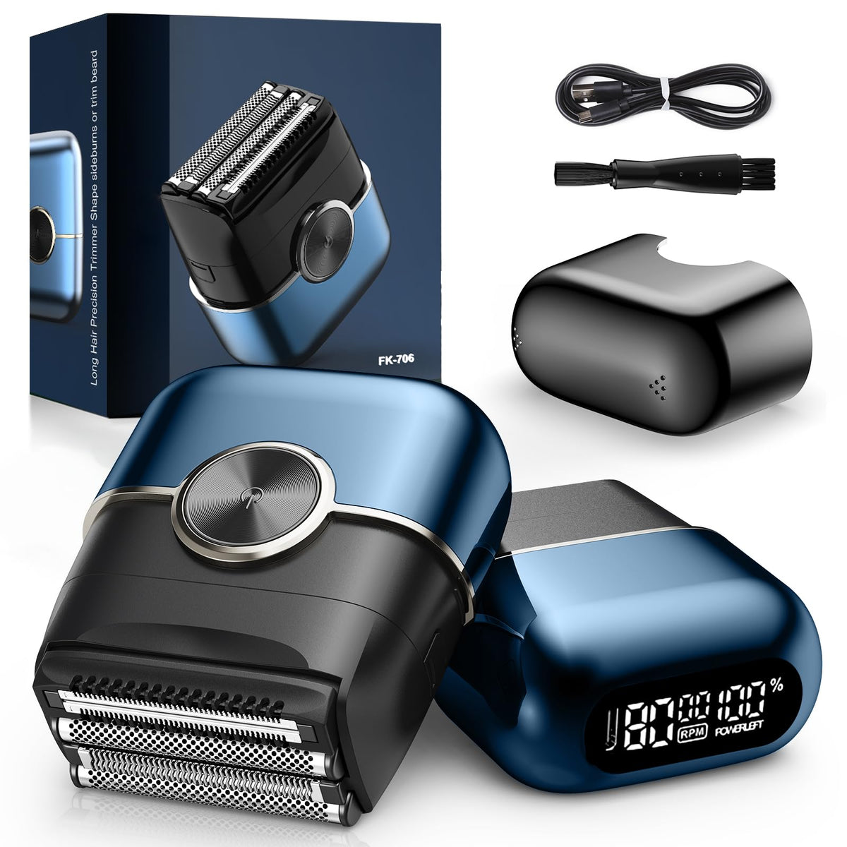 NKTMXY Electric Foil Shaver front view with 4 floating blades