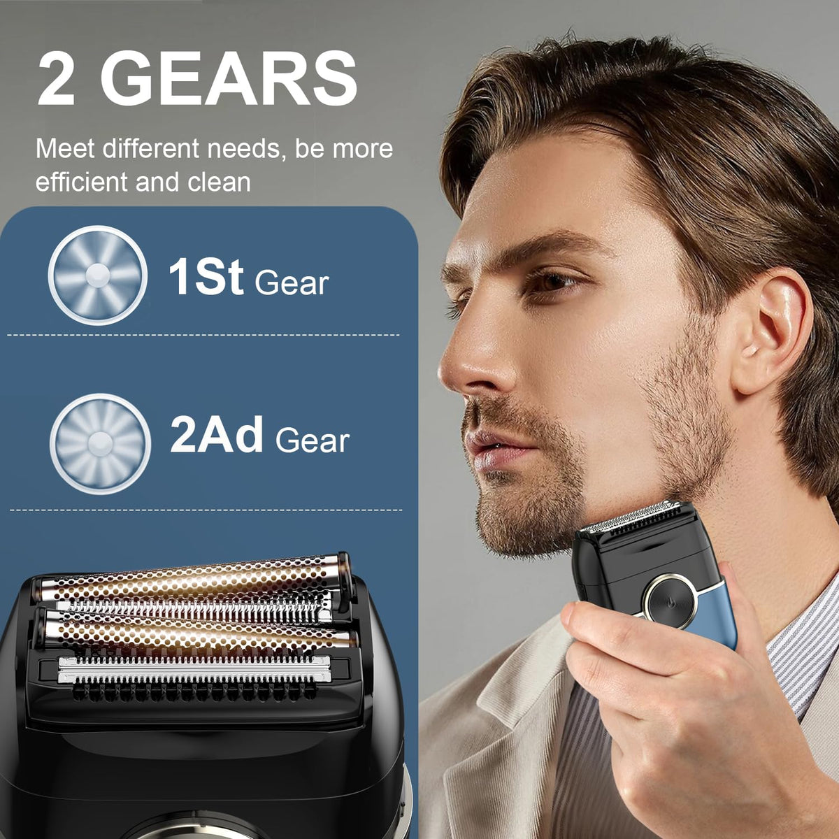 NKTMXY Electric Foil Shaver in a bathroom setting