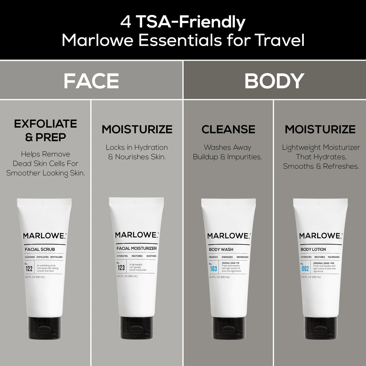 No.002 body lotion bottle from MARLOWE. Men's Travel Kit