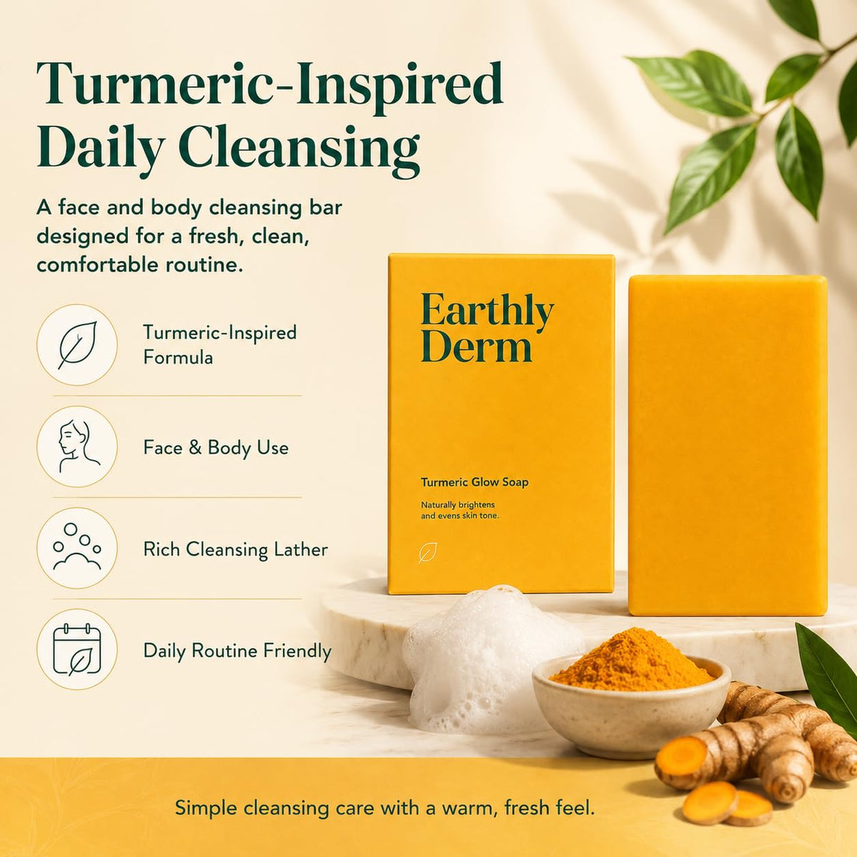 NO BALD Turmeric Glow Soap in bathroom setting