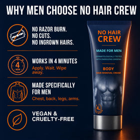 NO HAIR CREW Body Hair Removal Cream packaging side view