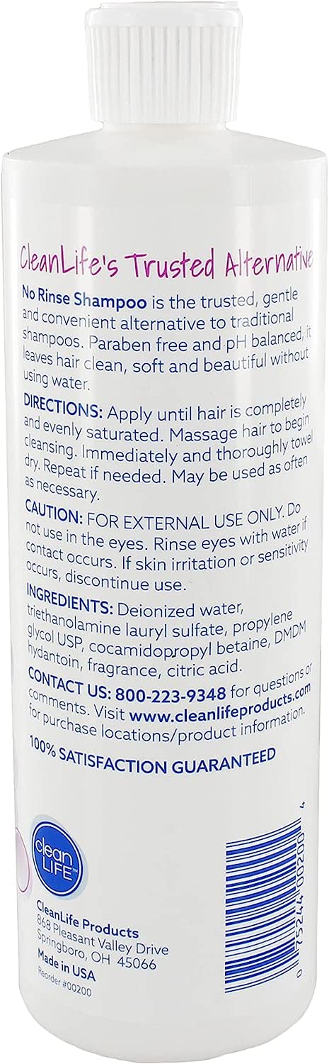 No-Rinse Shampoo 16 fl oz on a bedside table