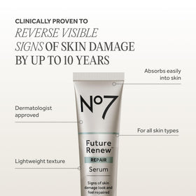 No7 Future Renew Damage Reversal Face Serum with skincare routine