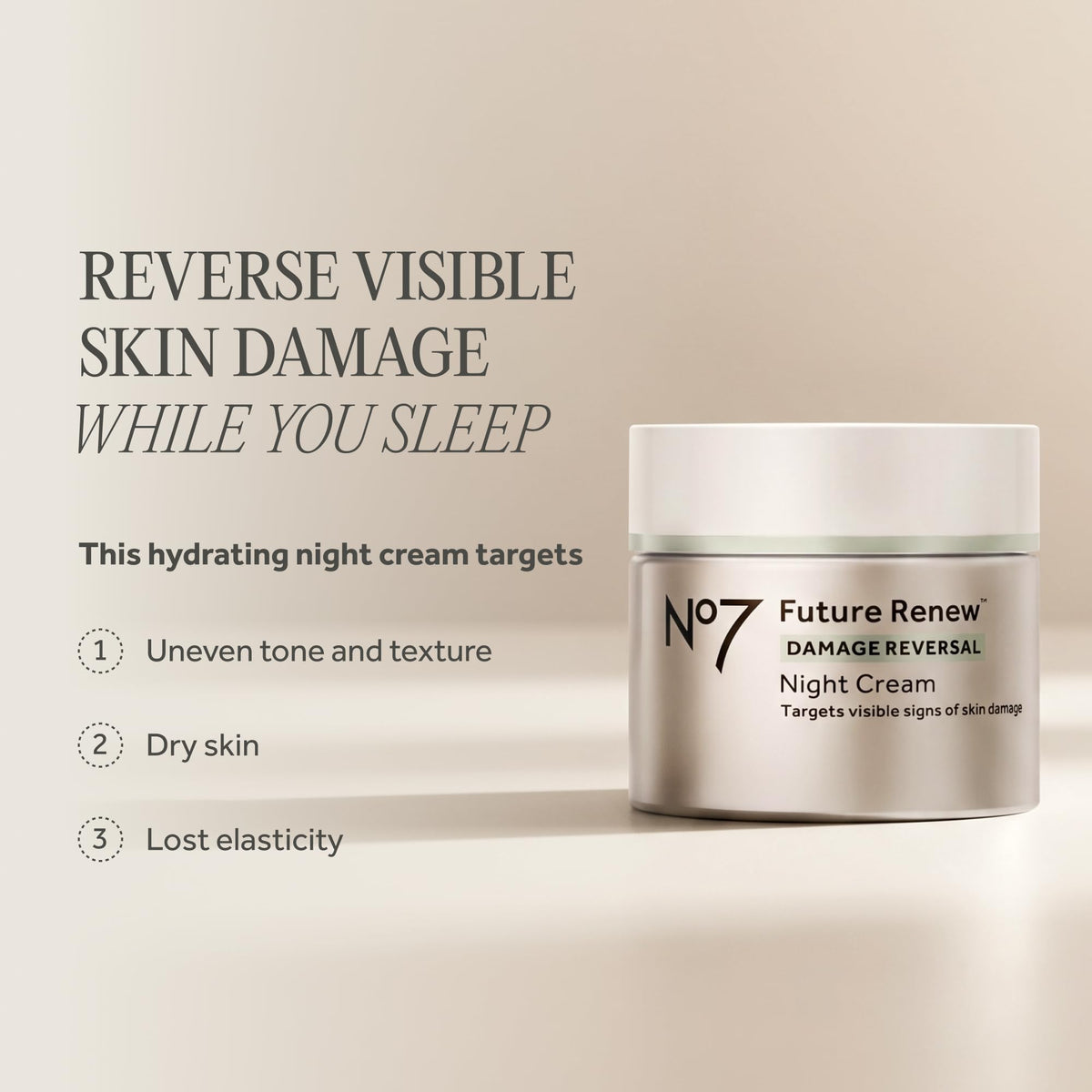 No7 Future Renew Damage Reversal Night Cream side view showing texture