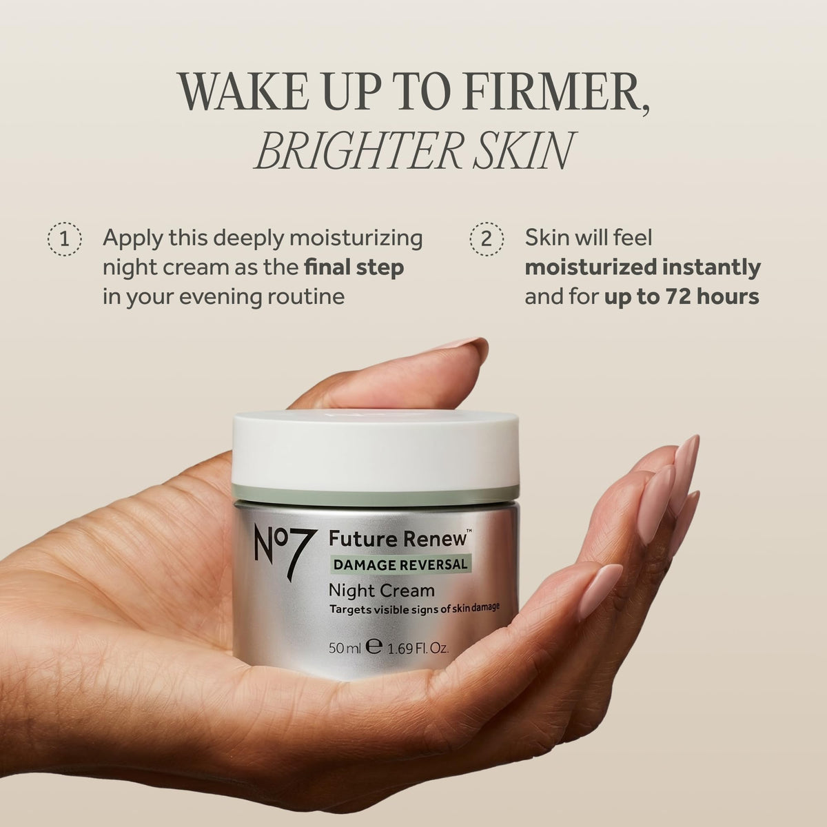No7 Future Renew Damage Reversal Night Cream with a spoon for application