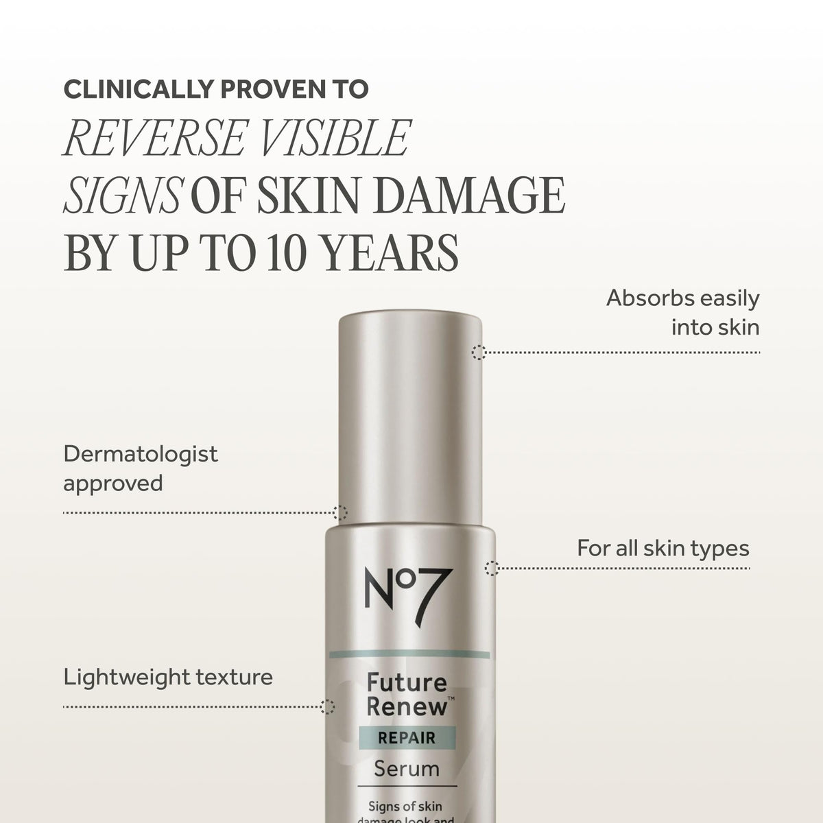 No7 Future Renew Serum bottle top view