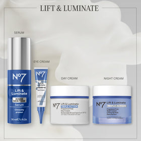 No7 Lift and Luminate Night Cream alongside vitamin C products