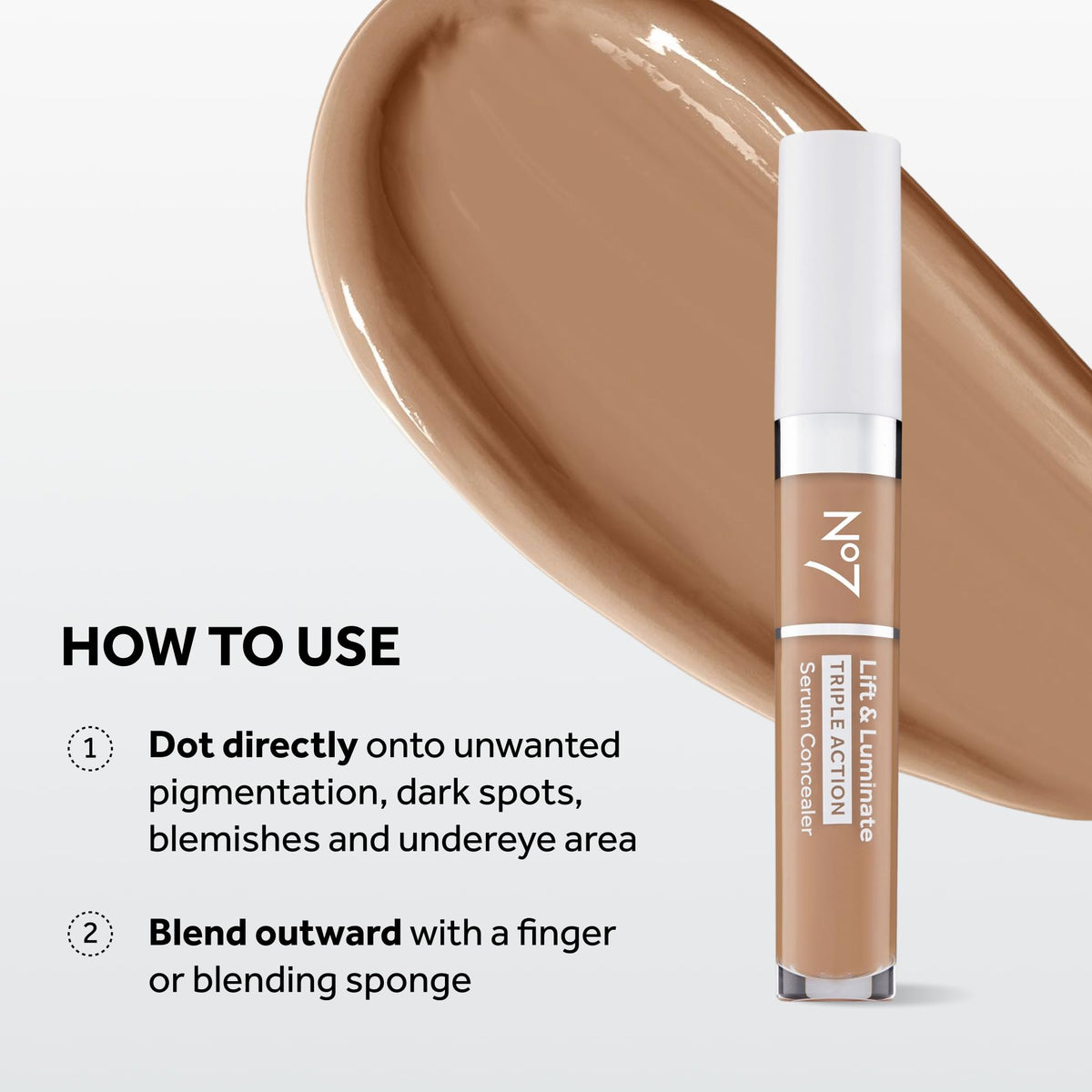 No7 Lift & Luminate Concealer in a makeup routine setting