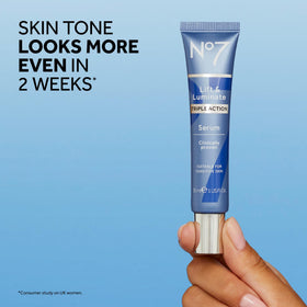 No7 Lift & Luminate Serum application on skin